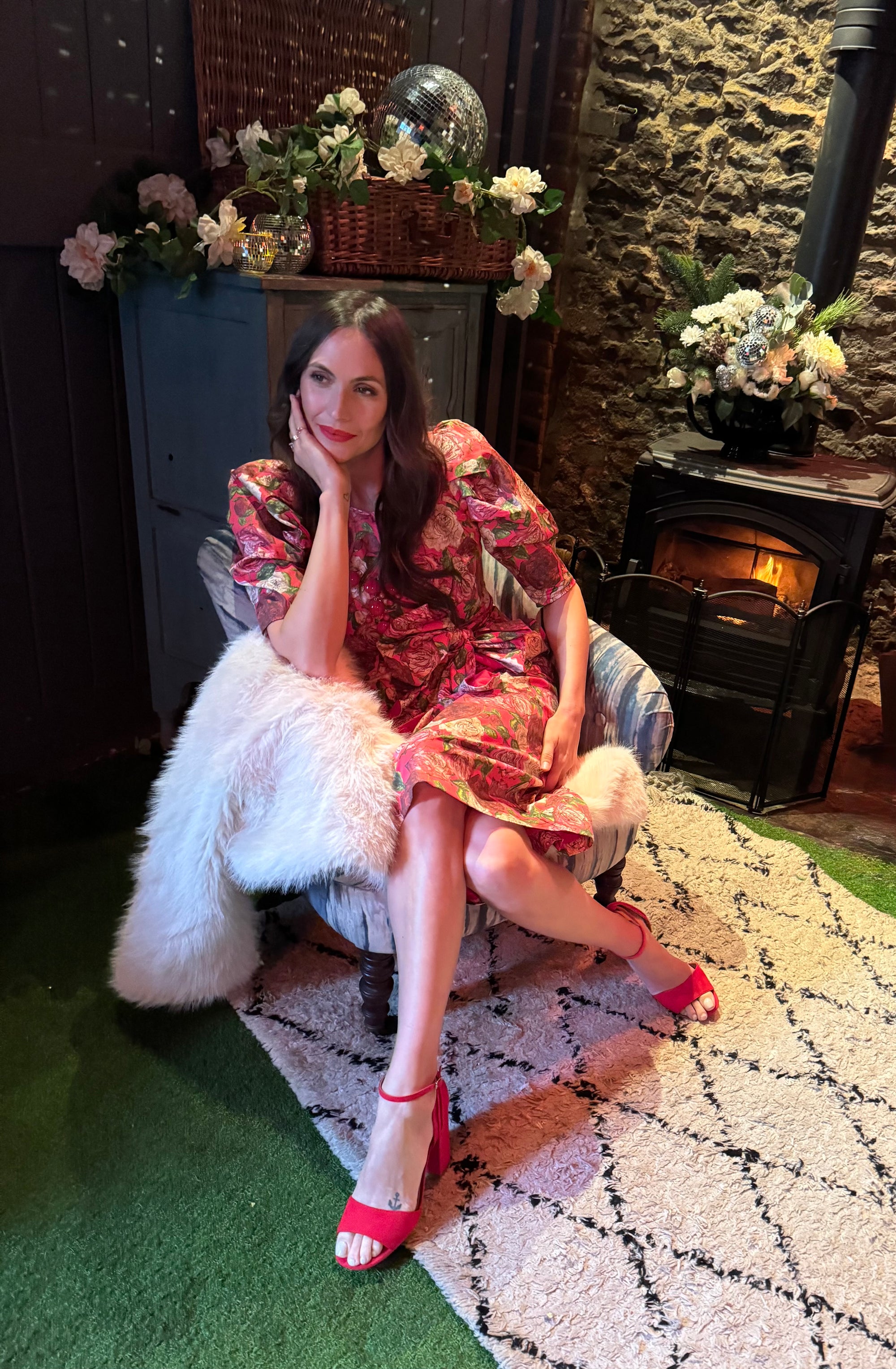 Lorelei Lady Tea Dress - The Angellica Rose Print      In Stock