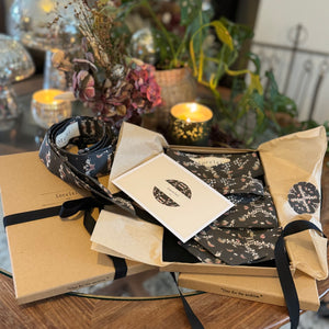 The Lorelei Skinny Tie - Lorelei House Print Neck-tie, hair bow ,belt. Gift Box Luxury gift Lorelei Packaging
